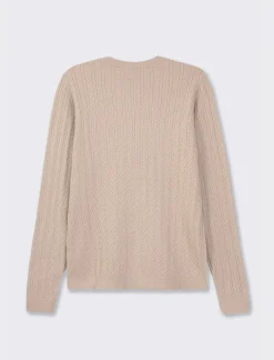 Donna Piazza Italia Donna|Maglieria<Maglia girocollo in morbido filato con motivo a treccia - Sabbia