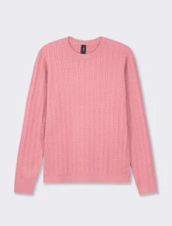 Donna Piazza Italia Donna|Maglieria<Maglia girocollo in morbido filato con motivo a treccia - cipolla