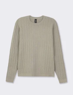 Donna Piazza Italia Donna|Maglieria<Maglia girocollo in morbido filato con motivo a treccia - Verdino