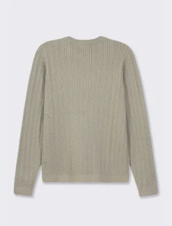 Donna Piazza Italia Donna|Maglieria<Maglia girocollo in morbido filato con motivo a treccia - Verdino