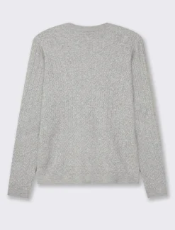 Donna Piazza Italia Maglieria<Maglia girocollo in morbido filato con motivo a treccia vestibilità slim - chiaro