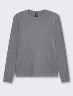 Donna Piazza Italia Maglieria<Maglia girocollo in morbido filato con motivo a treccia vestibilità slim - melange