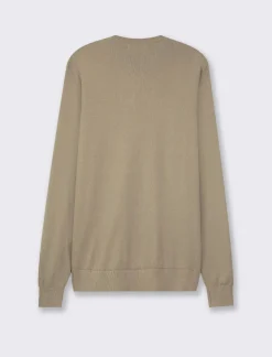 Uomo Piazza Italia Uomo|Maglieria<Maglia girocollo in puro cotone premium con costina al collo, ai polsi e al fondo - kaki