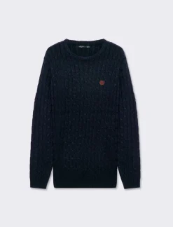 Uomo Piazza Italia Maglieria<Maglia girocollo lavorazione a trecce con ricamo sul petto, regular fit -