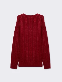 Uomo Piazza Italia Maglieria<Maglia girocollo, lavorazione jacquard,fantasia trecce, regular fit - Ciliegia