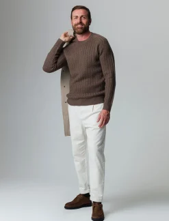 Uomo Piazza Italia Maglieria<Maglia girocollo lavorazione jacquard a trecce regular fit - fango