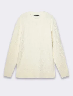 Uomo Piazza Italia Maglieria<Maglia girocollo lavorazione jacquard fantasia a rombi regular fit - panna