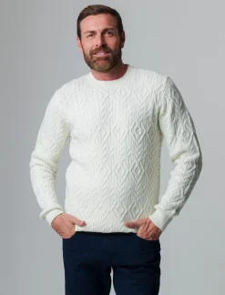 Uomo Piazza Italia Maglieria<Maglia girocollo lavorazione jacquard fantasia a rombi regular fit - panna