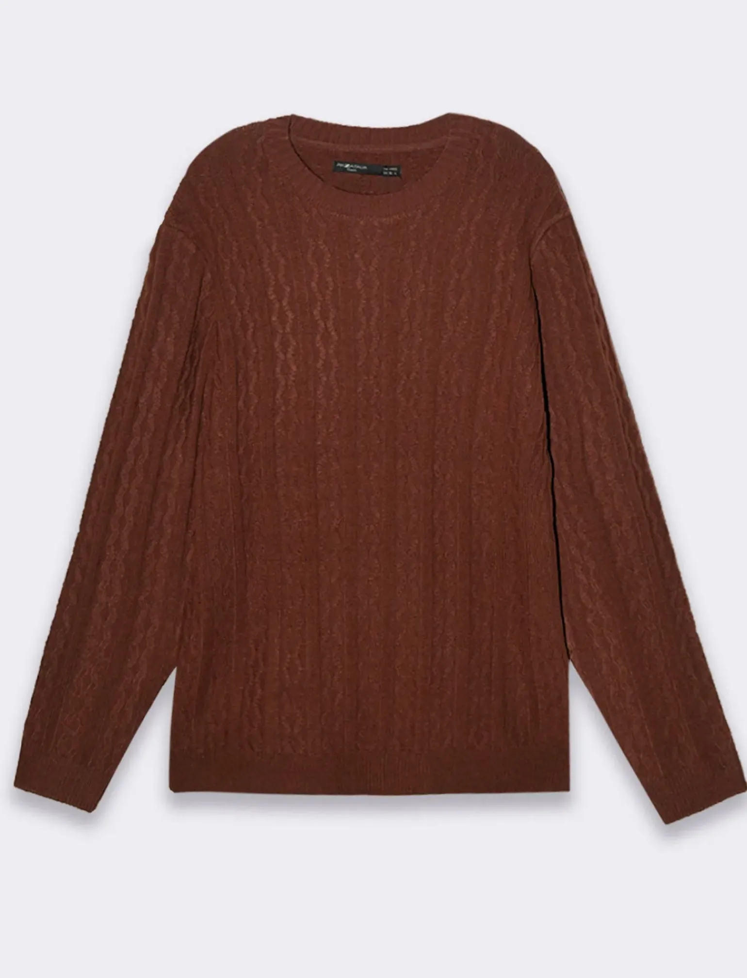 Uomo Piazza Italia Uomo|Maglieria<Maglia girocollo lavorazione jacquard atrecce e coste regular fit - Moka