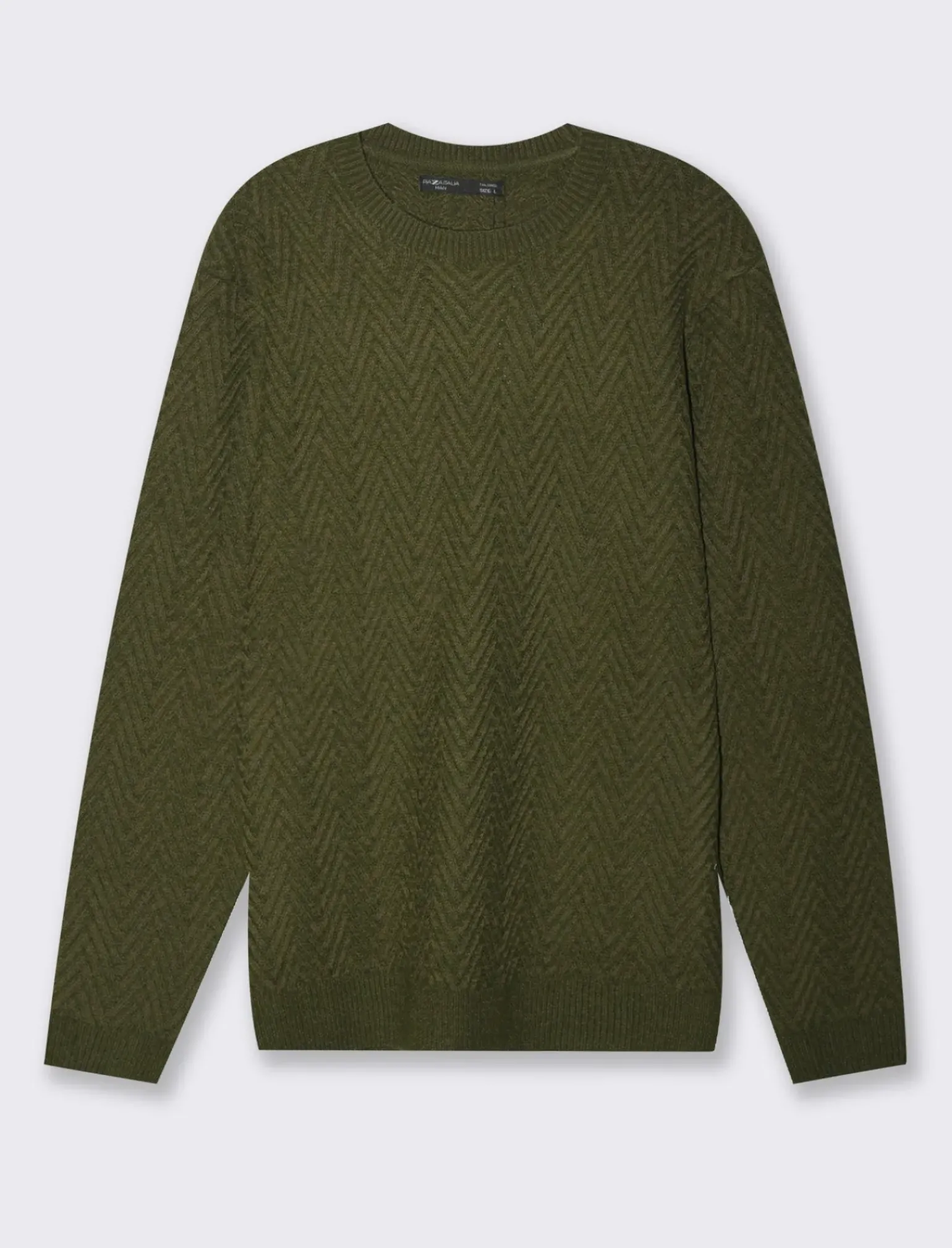 Uomo Piazza Italia Uomo|Maglieria<Maglia girocollo lavorazione jacquard fantasia zig zag regular fit - militare