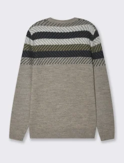 Uomo Piazza Italia Maglieria<Maglia girocollo lavorazione jacquard, fantasia a righe - fango