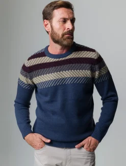 Uomo Piazza Italia Maglieria<Maglia girocollo lavorazione jacquard, fantasia a righe - Avion