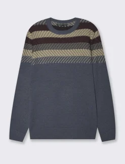 Uomo Piazza Italia Maglieria<Maglia girocollo lavorazione jacquard, fantasia a righe - Avion