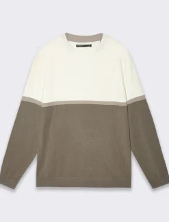 Uomo Piazza Italia Maglieria<Maglia girocollo lavorazione jacquard fantasia a fasce, regular fit - fango