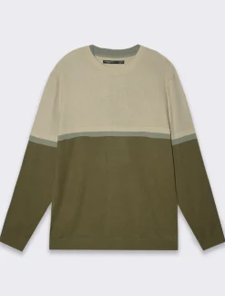 Uomo Piazza Italia Uomo|Maglieria<Maglia girocollo lavorazione jacquard fantasia a fasce, regular fit - militare