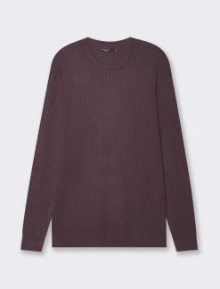 Uomo Piazza Italia Uomo|Maglieria<Maglia girocollo lavorazione jacquard a treccine regular fit - Bordeaux