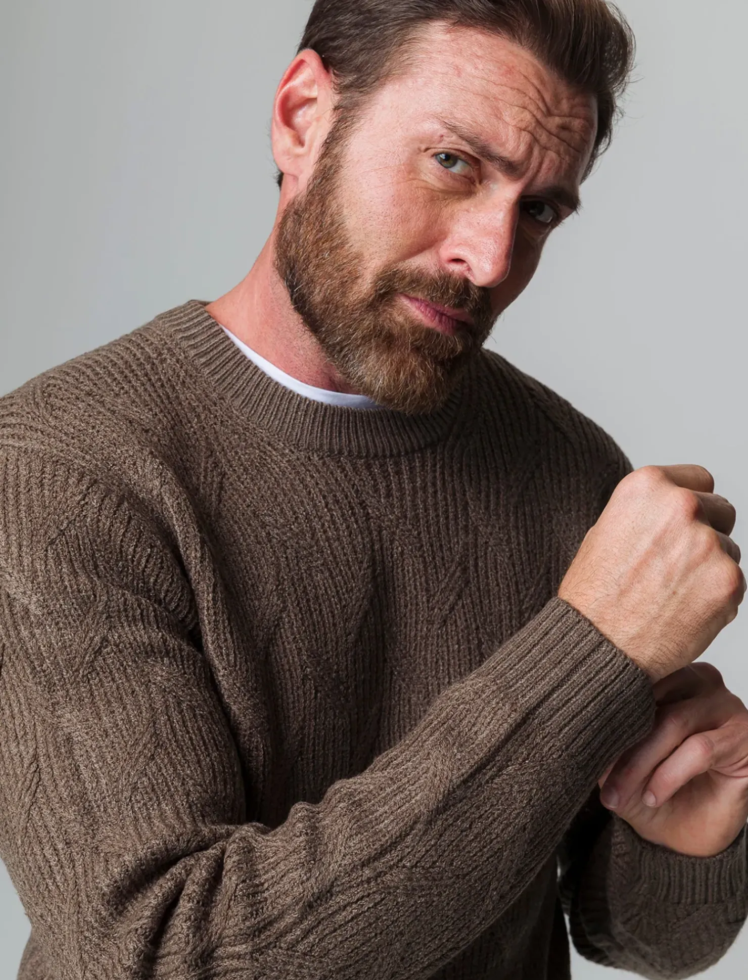 Piazza Italia Maglia girocollo lavorazione full jacquard regular fit - fango Grigio Store