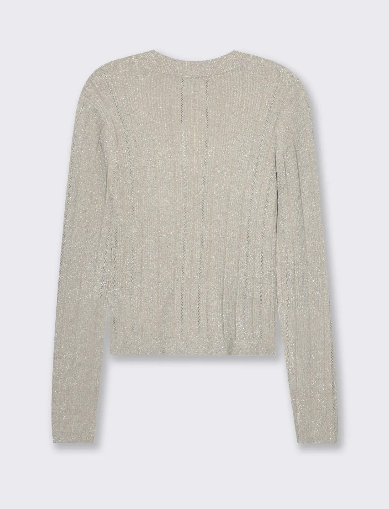 Donna Piazza Italia Donna|Maglieria<Maglia girocollo manica lunga lavorata con filo metallizzato vestibilità slim - perla