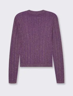 Donna Piazza Italia Donna|Maglieria<Maglia girocollo manica lunga lavorata con filo metallizzato vestibilità slim -