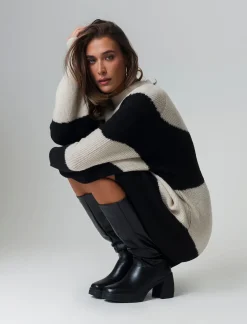 Donna Piazza Italia Donna|Maglieria<Maglia girocollo manica lunga a strisce e vestibilità oversize - var 1