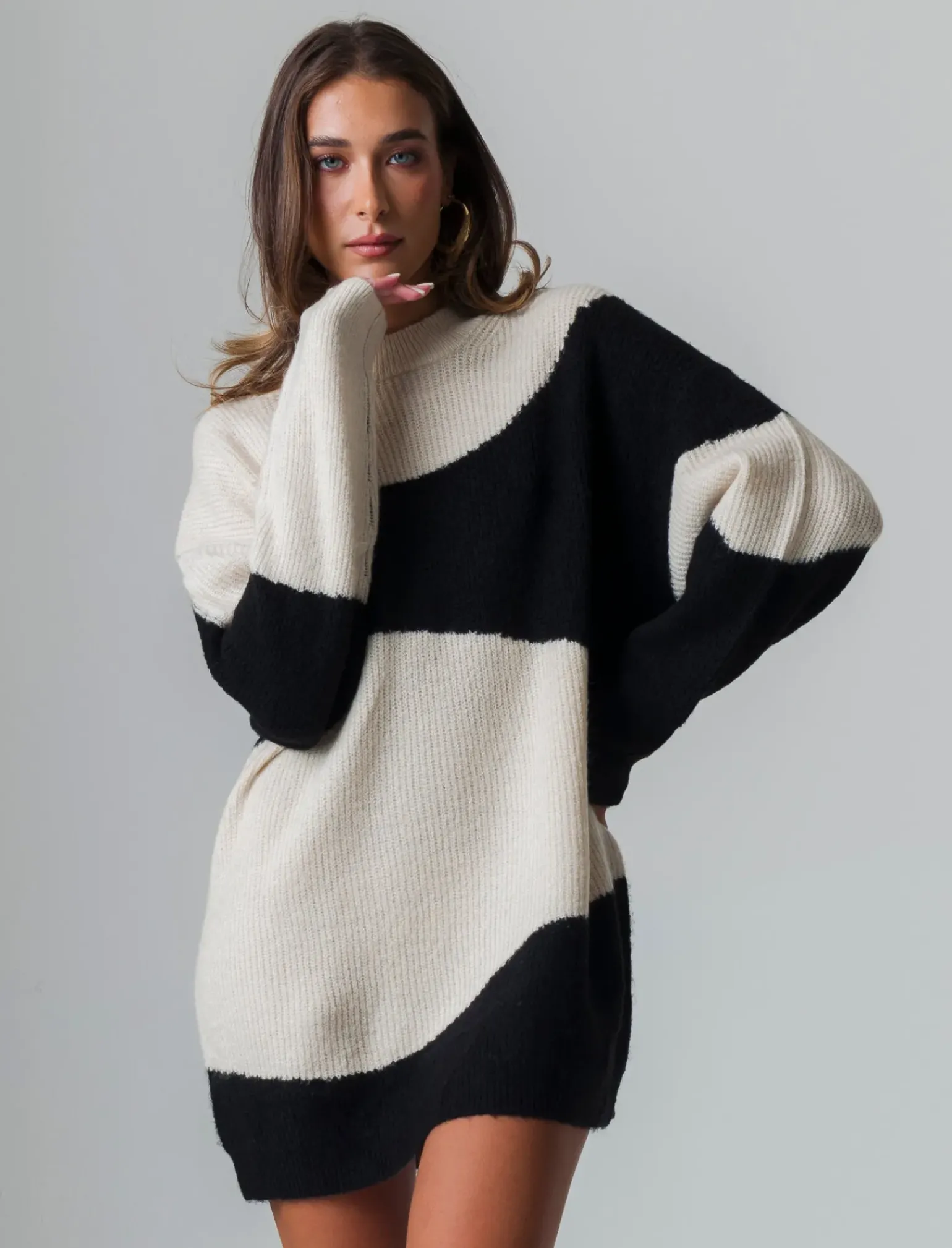 Donna Piazza Italia Donna|Maglieria<Maglia girocollo manica lunga a strisce e vestibilità oversize - var 1