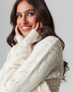 Donna Piazza Italia Maglieria<Maglia girocollo manica lunga e fondo a costa elastica - Avorio