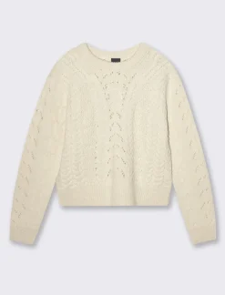 Donna Piazza Italia Maglieria<Maglia girocollo manica lunga e fondo a costa elastica - Avorio