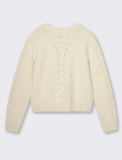 Donna Piazza Italia Maglieria<Maglia girocollo manica lunga e fondo a costa elastica - Avorio