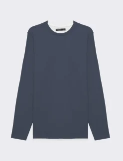 Uomo Piazza Italia Uomo|Maglieria<Maglia girocollo struttura waffel in misto cotone. Regular fit. Dettaglio di bordino a contrasto in - Avion