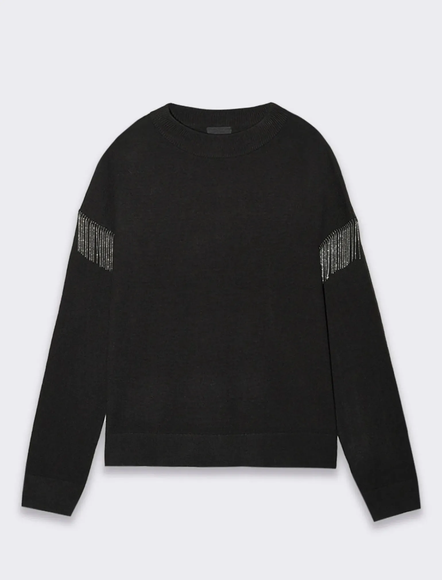 Donna Piazza Italia Donna|Maglieria<Maglia girocollo vestibilità morbida con applicazione catena su spalle - Nero