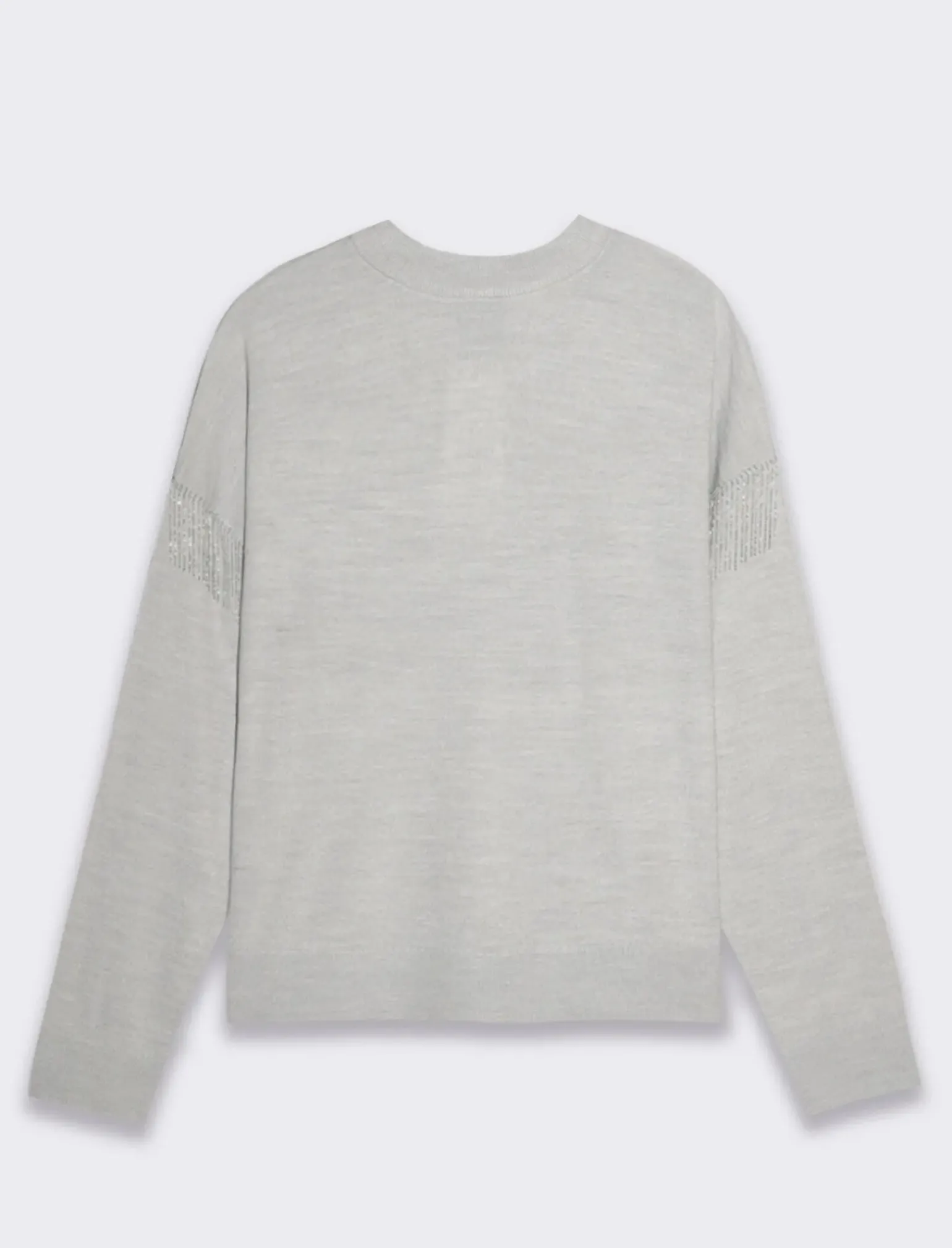 Donna Piazza Italia Donna|Maglieria<Maglia girocollo vestibilità morbida con applicazione catena su spalle - Grigio chiaro