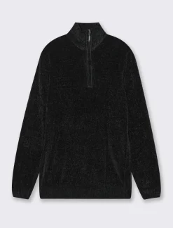 Uomo Piazza Italia Maglieria<Maglia in ciniglia collo alto con cerniera, regular fit - Nero