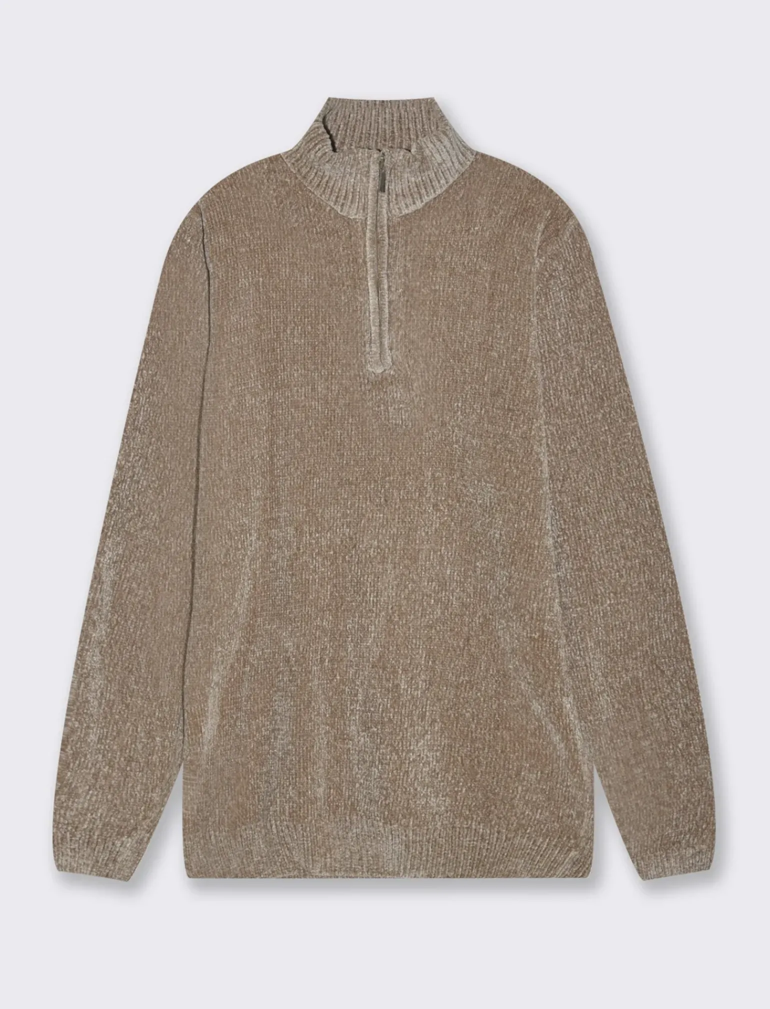 Uomo Piazza Italia Maglieria<Maglia in ciniglia collo alto con cerniera, regular fit - Grigio tortora