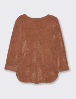 Donna Piazza Italia Maglieria<Maglia in filato effetto peluche tinta unita; scollo a barca; maniche lunghe. - Moro