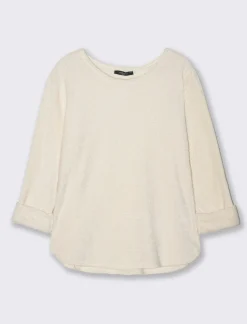 Donna Piazza Italia Maglieria<Maglia in filato effetto peluche tinta unita; scollo a barca; maniche lunghe. - Bianco