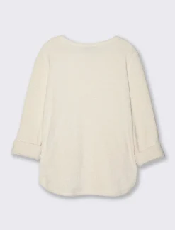 Donna Piazza Italia Maglieria<Maglia in filato effetto peluche tinta unita; scollo a barca; maniche lunghe. - Bianco