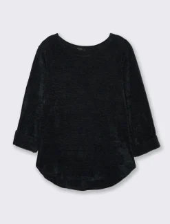 Donna Piazza Italia Maglieria<Maglia in filato effetto peluche tinta unita; scollo a barca; maniche lunghe. - Nero