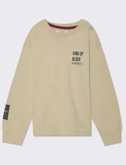 Bambino Piazza Italia Bambino|Maglieria<Maglia in jersey mano pesca maniche lunghe con stampa davanti e dietro -