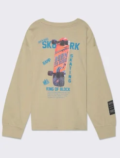 Bambino Piazza Italia Bambino|Maglieria<Maglia in jersey mano pesca maniche lunghe con stampa davanti e dietro -