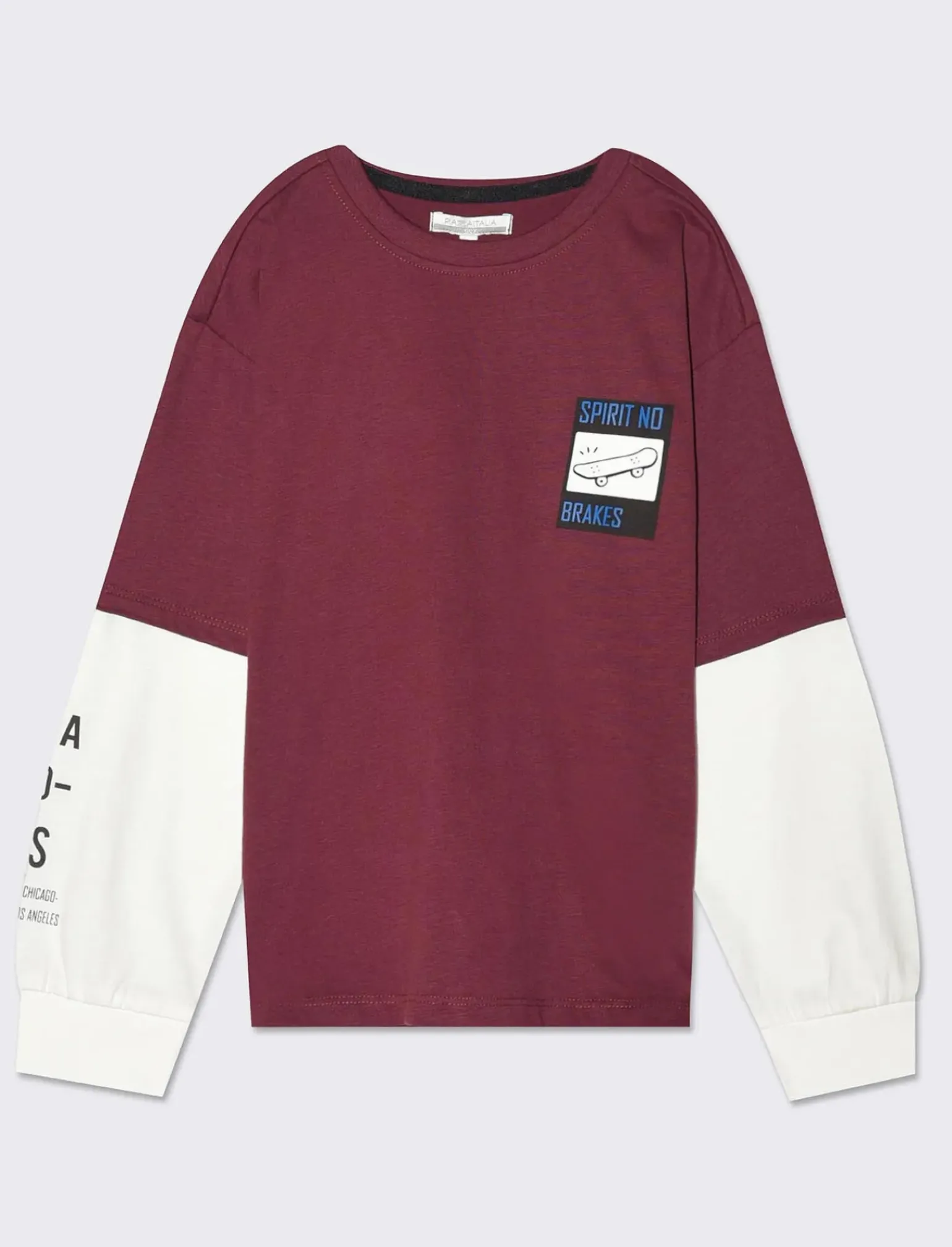 Bambino Piazza Italia Bambino|Maglieria<Maglia in jersey mano pesca doppia manica vestibilità over modello stile college - Bordeaux