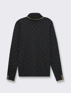 Donna Piazza Italia Donna|Maglieria<Maglia in morbido filato collo alto a con motivo floccato stampato -