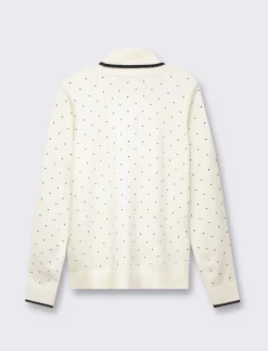 Donna Piazza Italia Donna|Maglieria<Maglia in morbido filato collo alto a con motivo floccato stampato - Avorio