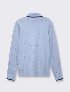 Donna Piazza Italia Donna|Maglieria<Maglia in morbido filato collo alto a con motivo floccato stampato - Celeste