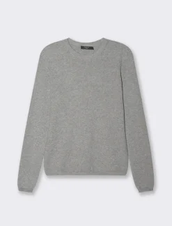 Donna Piazza Italia Donna|Maglieria<Maglia in morbido filato girocollo in jaquard effetto metallizzato - chiaro