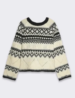 Piazza Italia Maglia jacquard con lavorazione pointelle manica raglan svasata - var 1 Shop