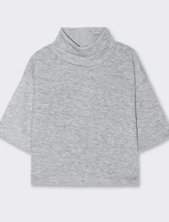 Donna Piazza Italia T-Shirt E Top<Maglia manica a 3/4 con strass - Grigio