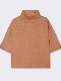 Donna Piazza Italia T-Shirt E Top<Maglia manica a 3/4 con strass - Cammello