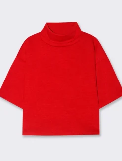 Donna Piazza Italia T-Shirt E Top<Maglia manica a 3/4 con strass - Rosso