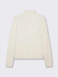 Donna Piazza Italia Donna|Maglieria<Maglia manica lunga con collo alto lavorazione a costina - Avorio