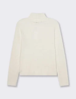 Donna Piazza Italia Donna|Maglieria<Maglia manica lunga con collo alto lavorazione a costina - Avorio